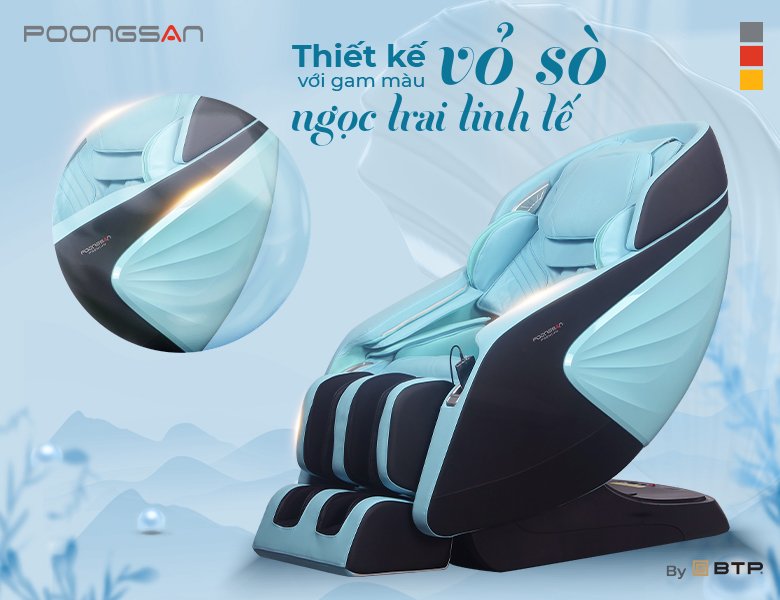 Ghế massage Poongsan MCP-502 thiết kế vỏ sò, ngọc trai tinh tế